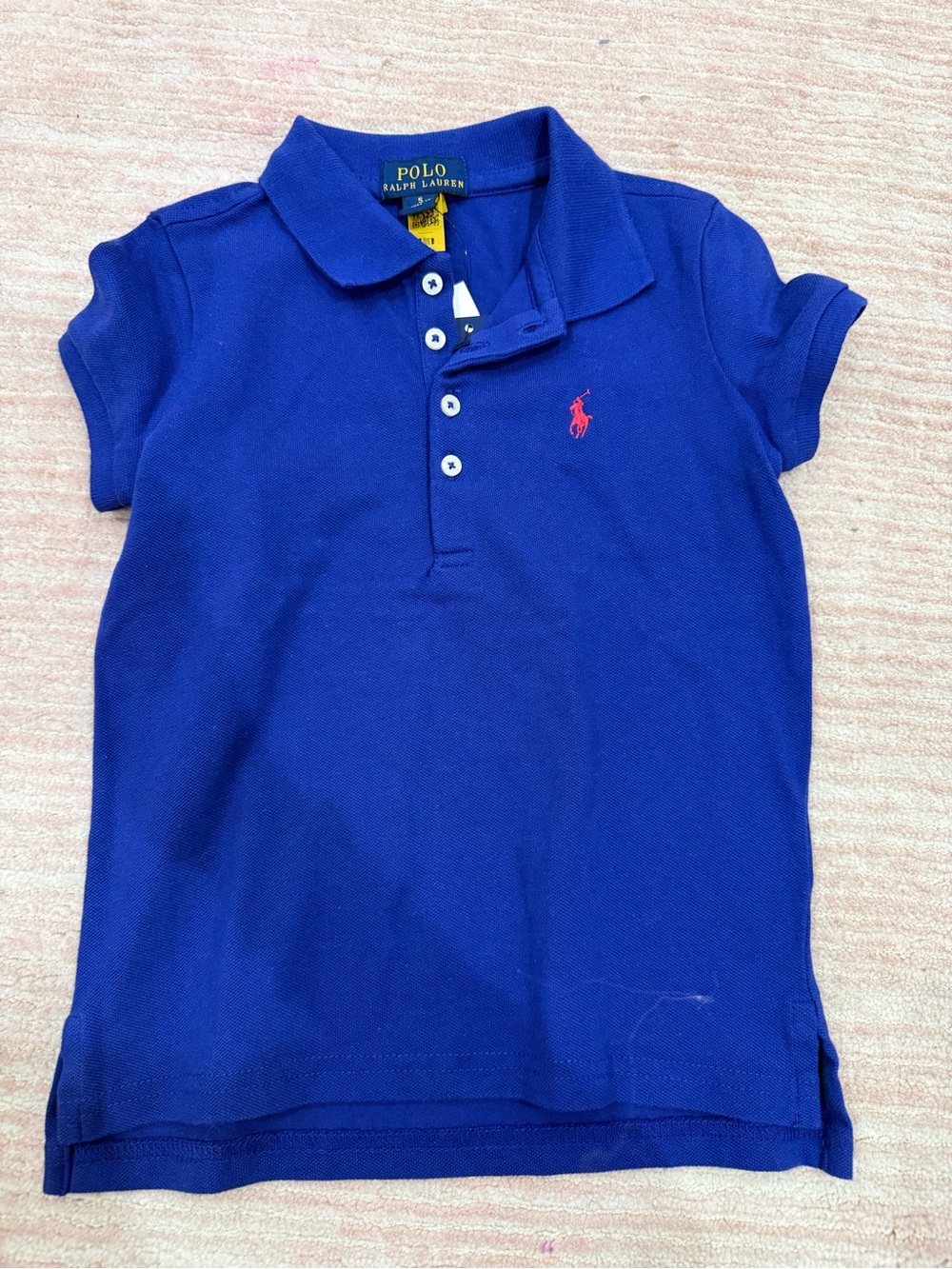 Ralph Lauren Girls' Polo Shirt in Royal Blue with Hot Pink Pony